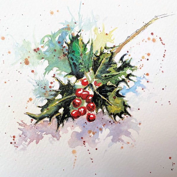 'Holly' Greetings Cards - Pack of 4