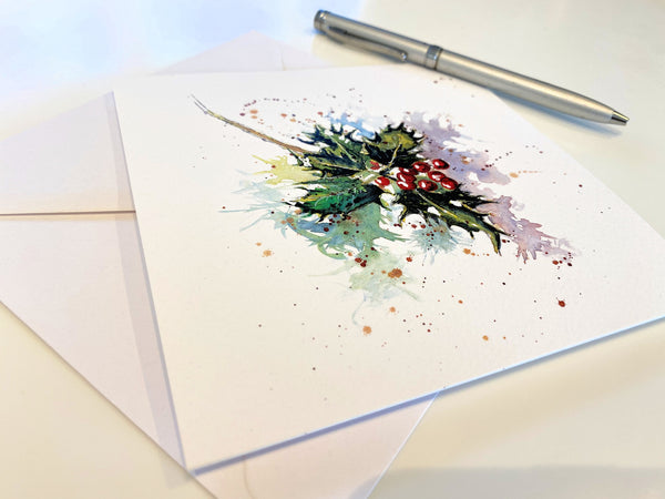 'Holly' Greetings Cards - Pack of 4