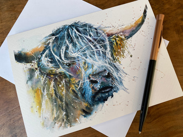 'Highland Bull' Greetings Cards - Pack of 4