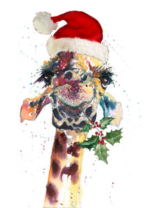 'Christmas Giraffe' Greetings Cards - Pack of 4