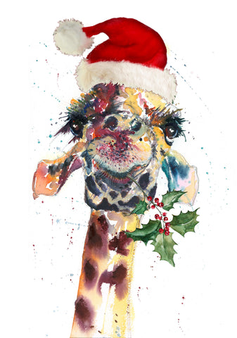 'Christmas Giraffe' Greetings Cards - Pack of 4