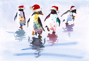 'Christmas Penguins' Greetings Cards - Pack of 4