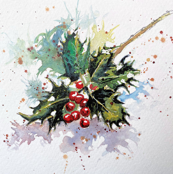 'Holly' Greetings Cards - Pack of 4