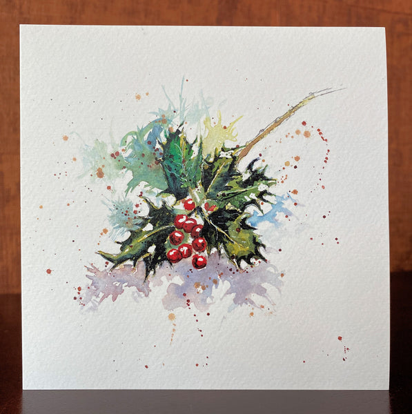 'Holly' Greetings Cards - Pack of 4
