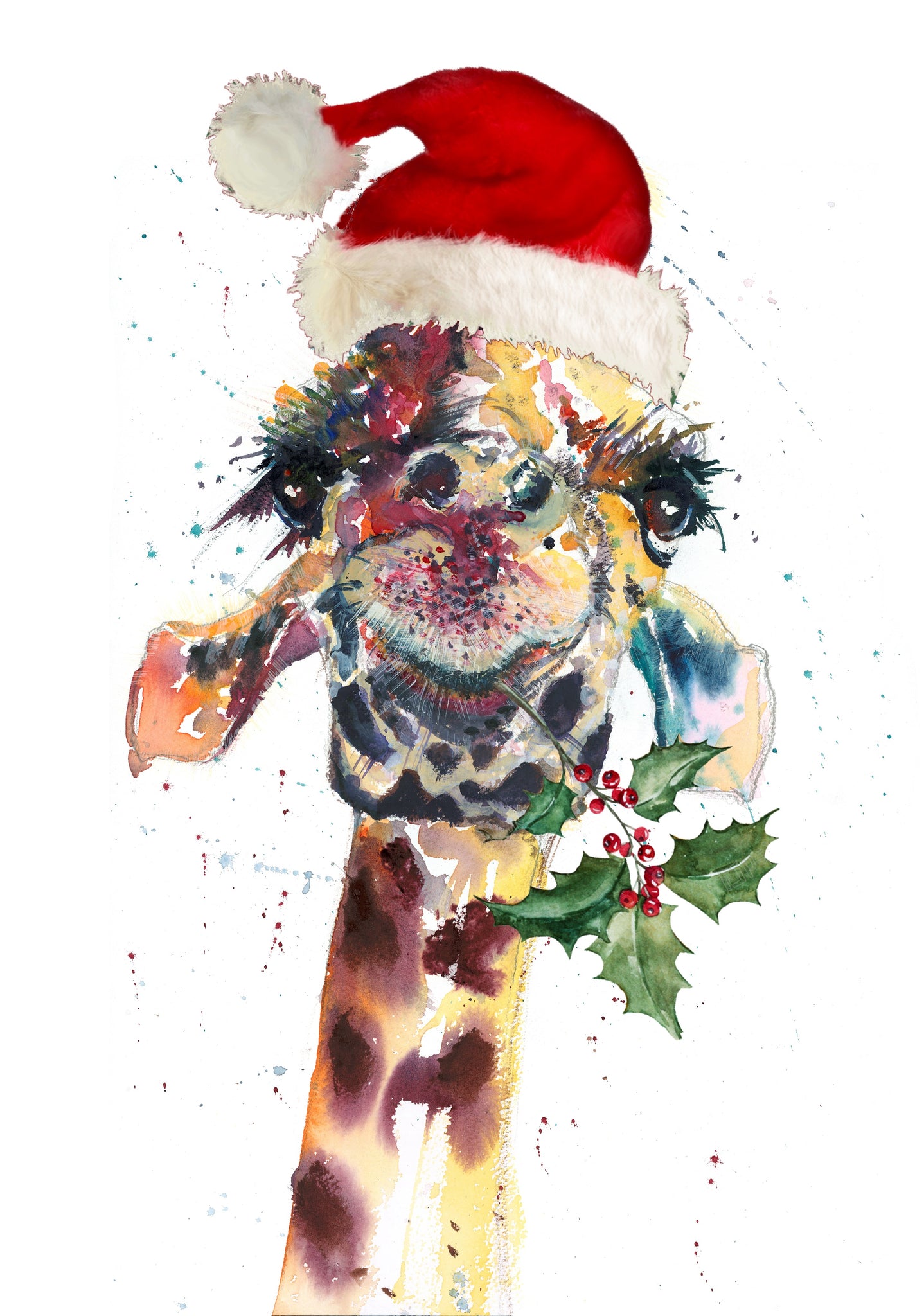 ‘Christmas Giraffe' Greetings Cards - Pack of 4